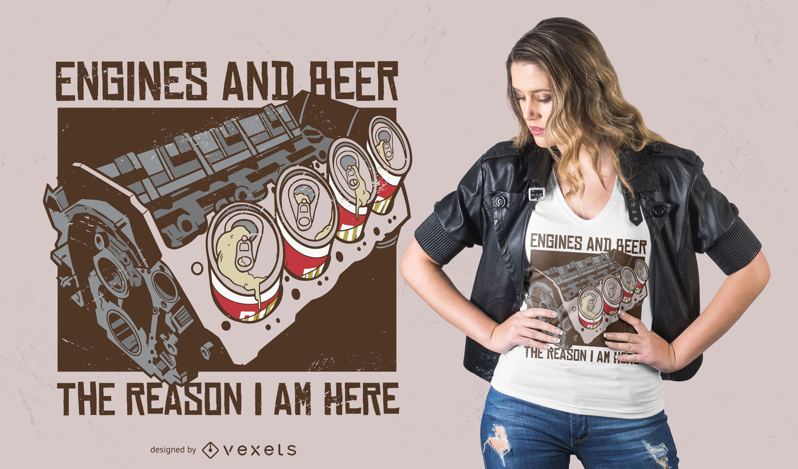 Design de motores e camisetas de cerveja