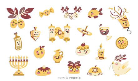 Cute hanukkah elements collection