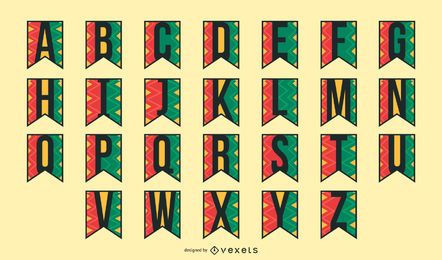 Kwanzaa Girlandenalphabet gesetzt