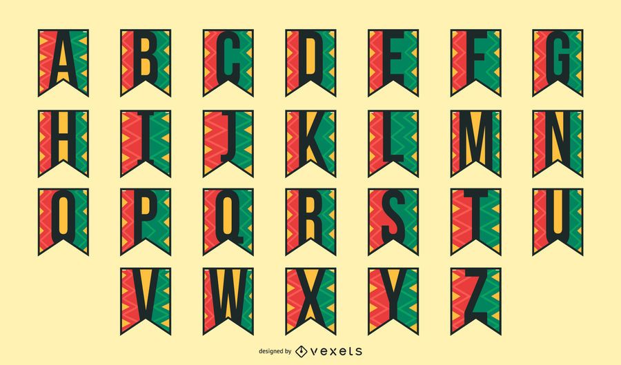 Conjunto de alfabeto guirlanda kwanzaa Conjunto de alfabeto guirlanda kwanzaa