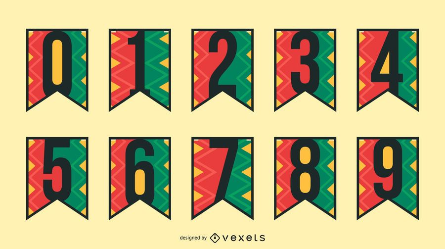 Conjunto de números de guirnalda de Kwanzaa Conjunto de números de guirnalda de Kwanzaa