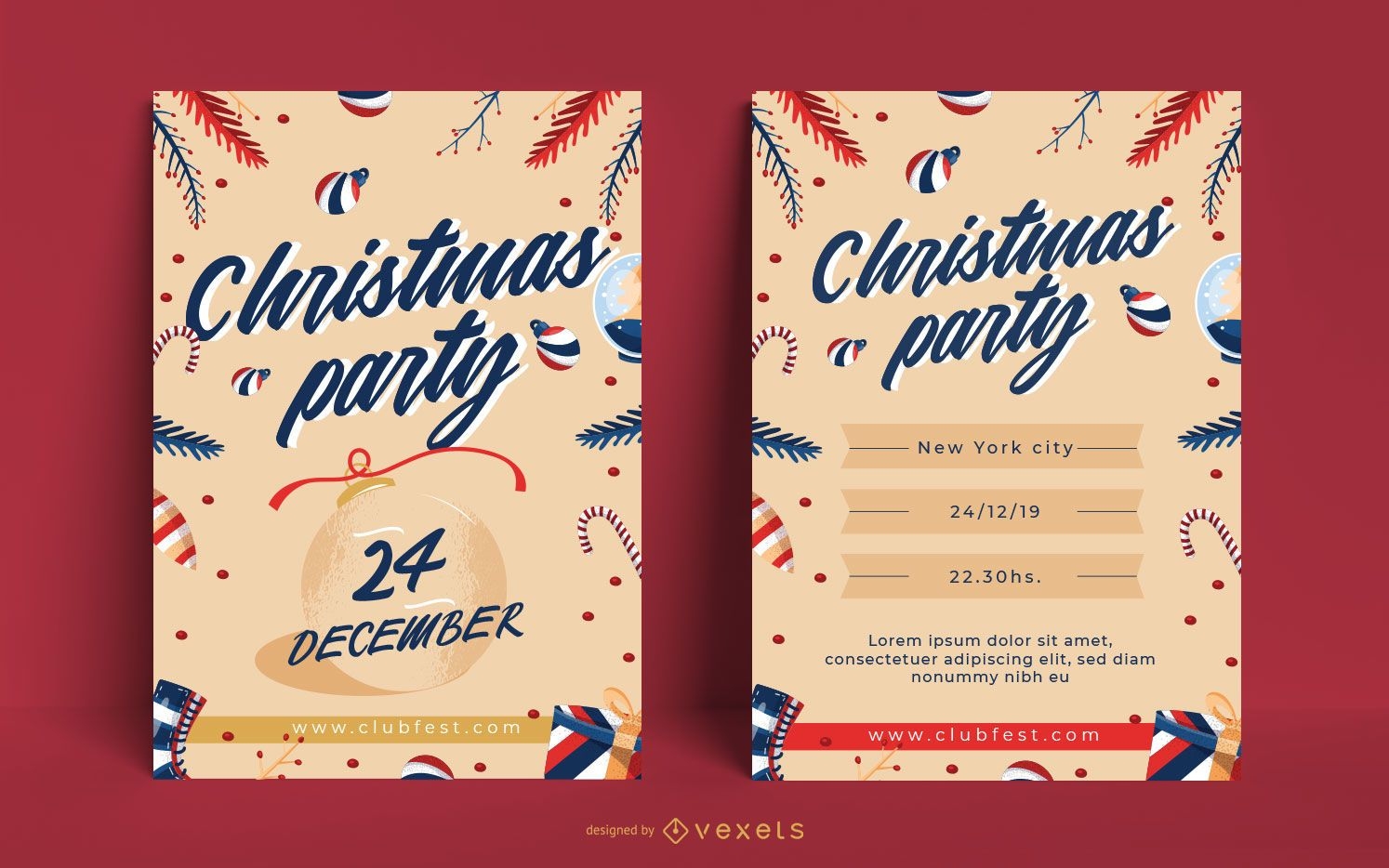 Christmas party editable poster invitation