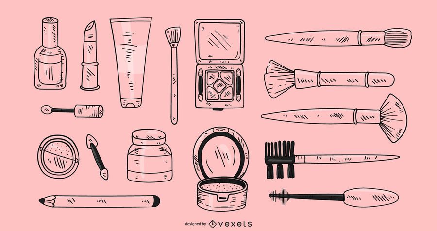 Hand drawn makeup elements Hand drawn makeup elements