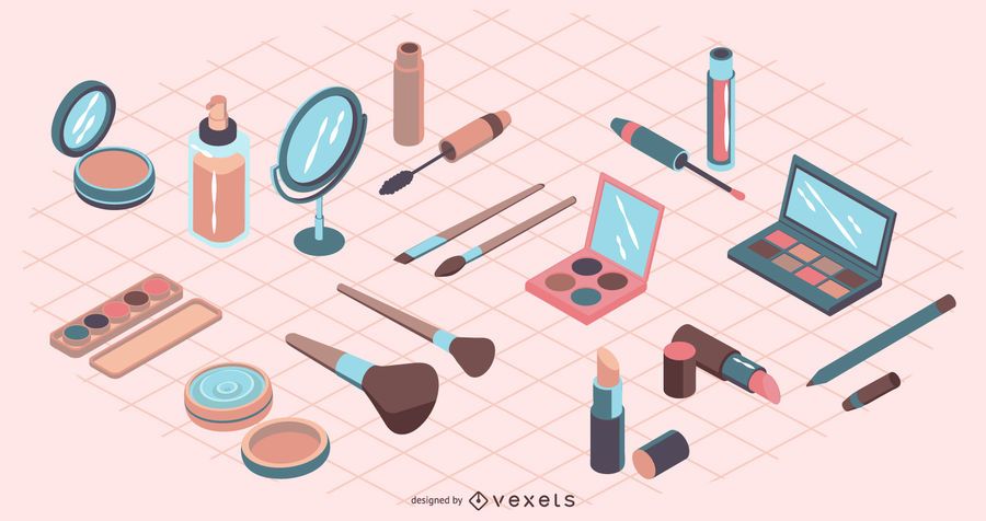 Elementos de maquillaje isométricos Elementos de maquillaje isométricos