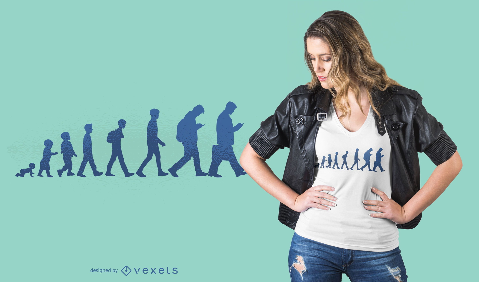 Human evolution t-shirt design