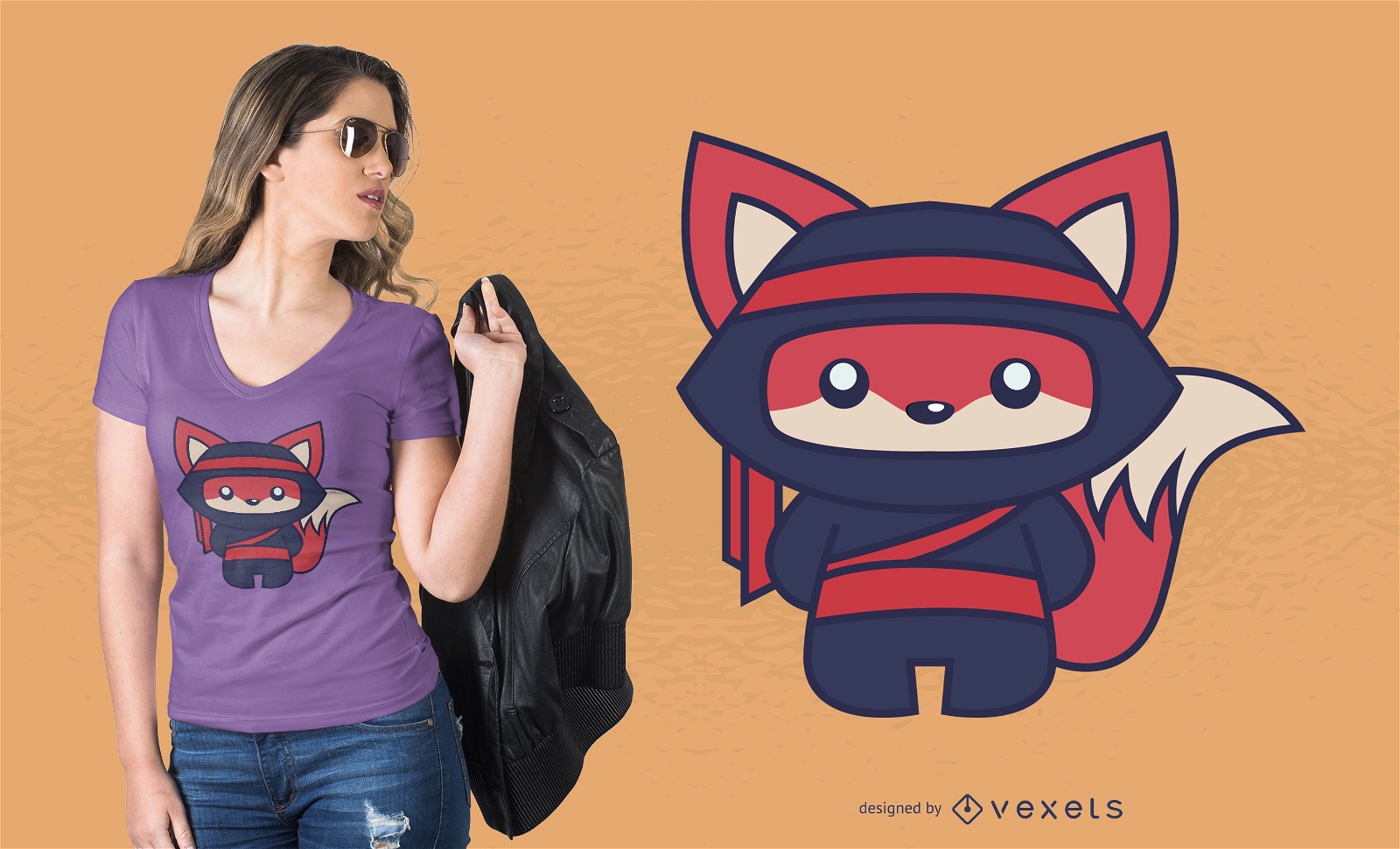 Ninja fox t-shirt design