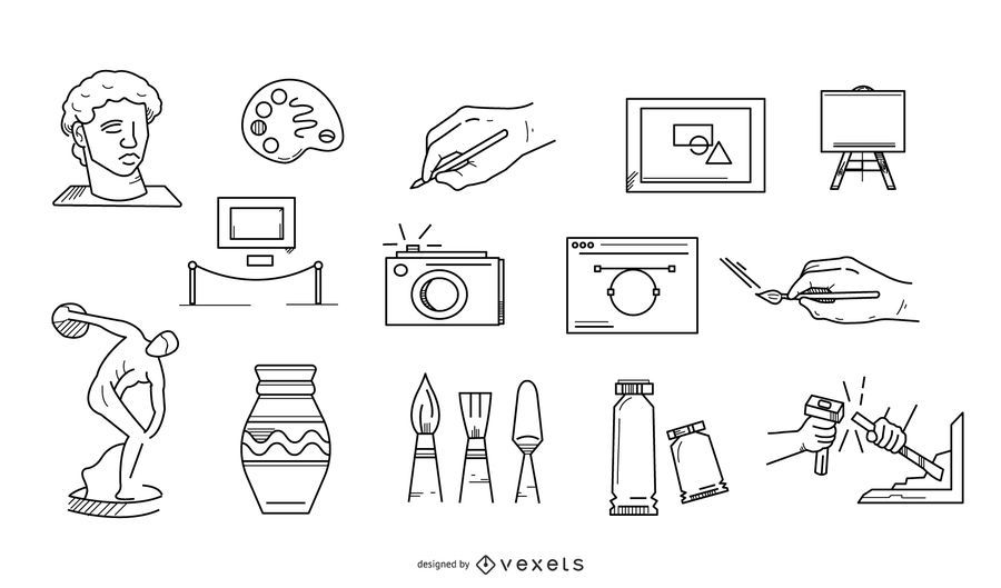 Art Elements Stroke Icon Collection Art Elements Stroke Icon Collection