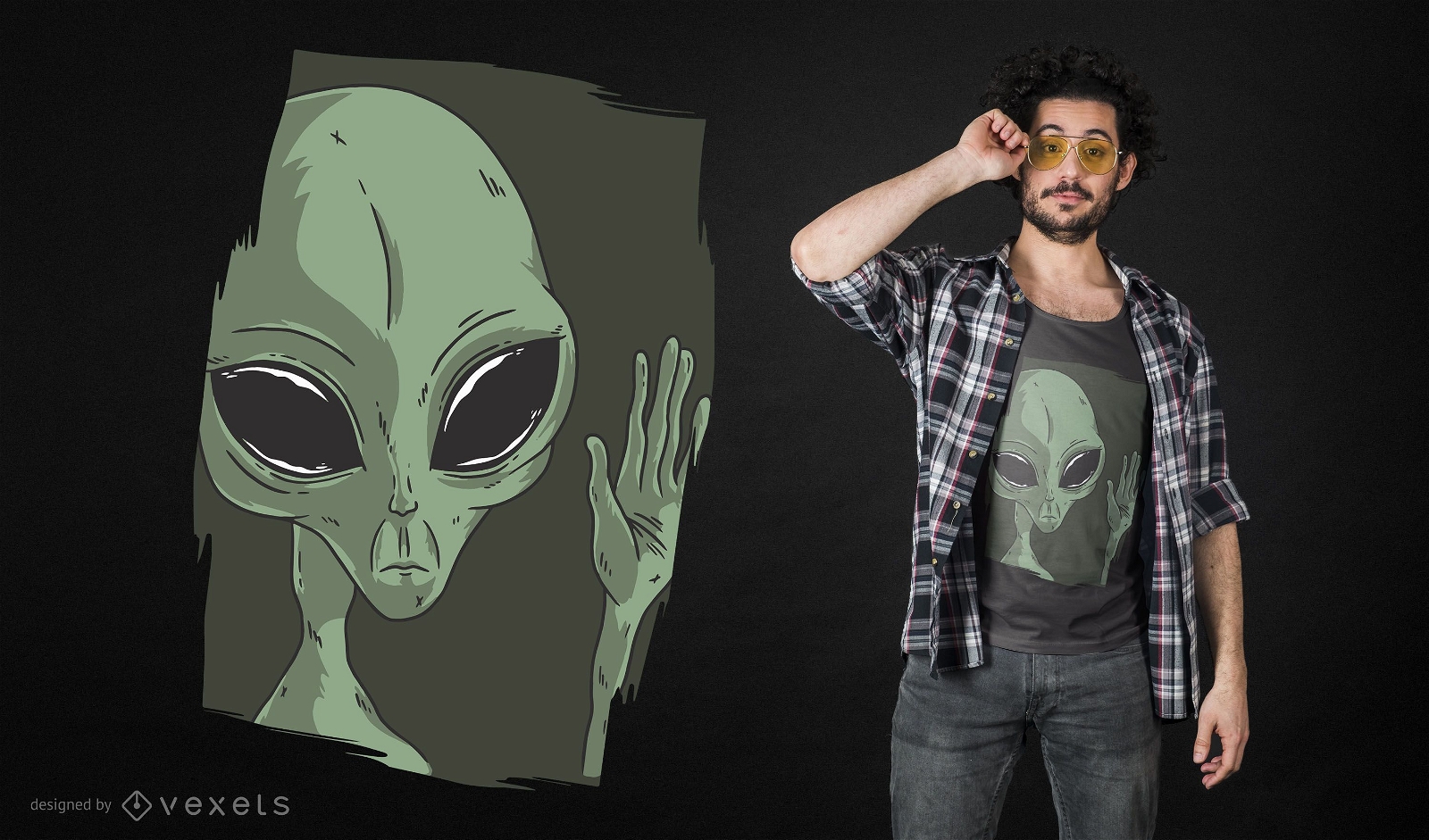 Alien Waving T-shirt Design