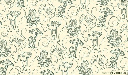 Desenho de cogumelos desenhados à mão