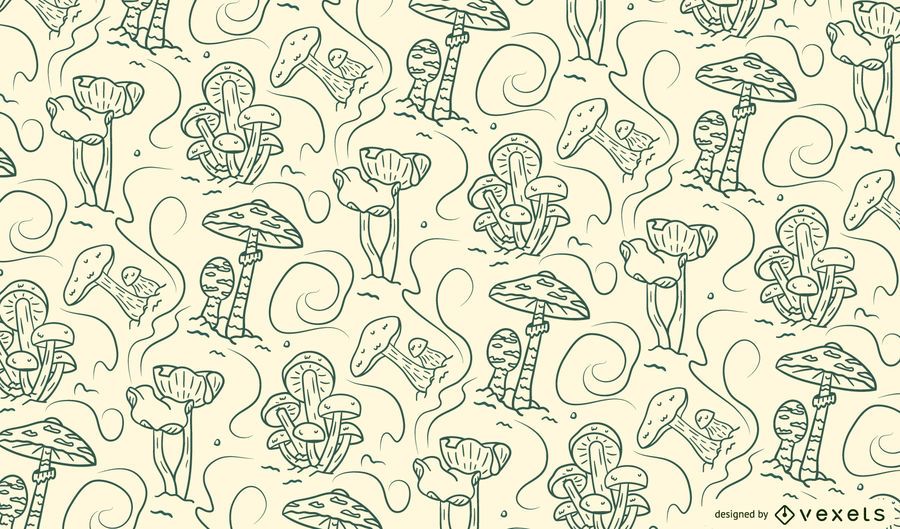 Hand drawn mushrooms pattern design Hand drawn mushrooms pattern design