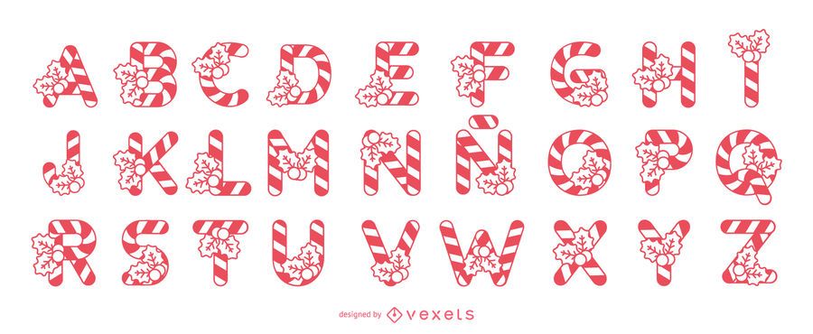 Candy cane alphabet set Candy cane alphabet set