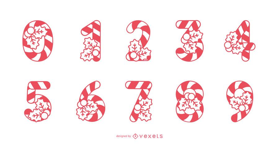 Candy Cane Numbers Set - Vector Download