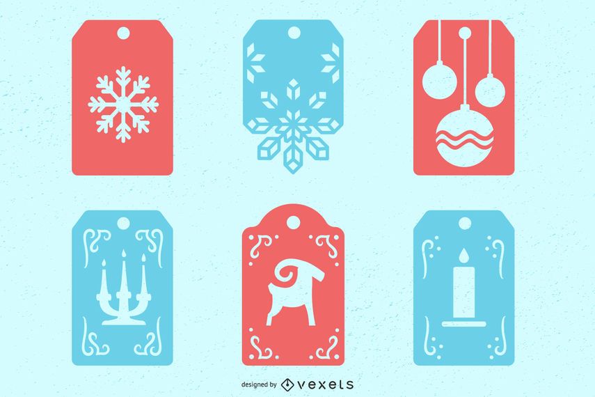 Conjunto de etiquetas de invierno de Navidad Conjunto de etiquetas de invierno de Navidad