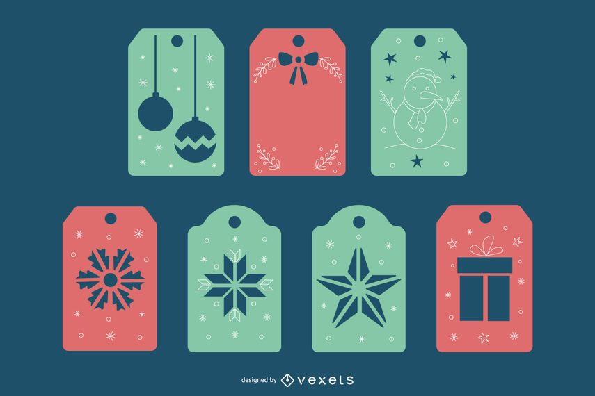 Pacote de etiquetas papercut de Natal Pacote de etiquetas papercut de Natal