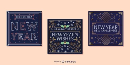 New year cards set
