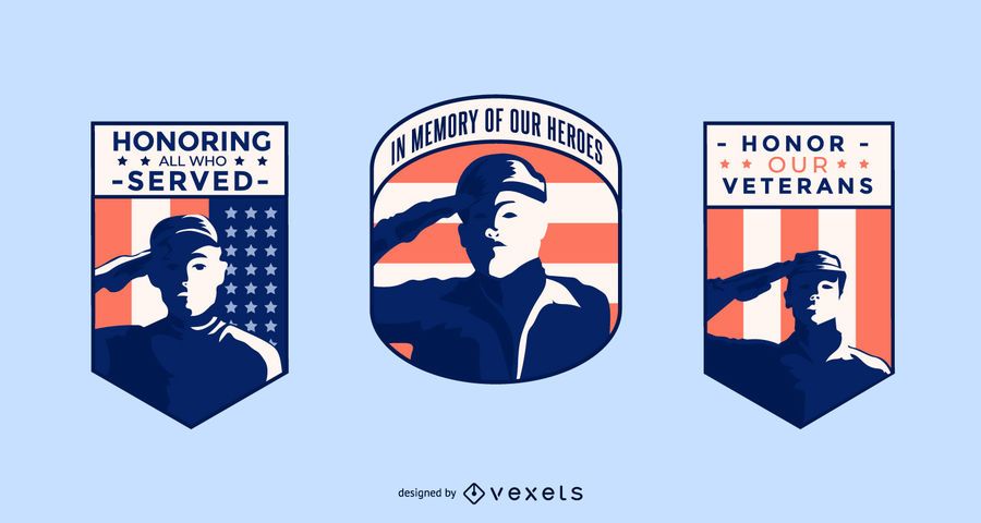 Conjunto de distintivo de dia dos veteranos Conjunto de distintivo de dia dos veteranos
