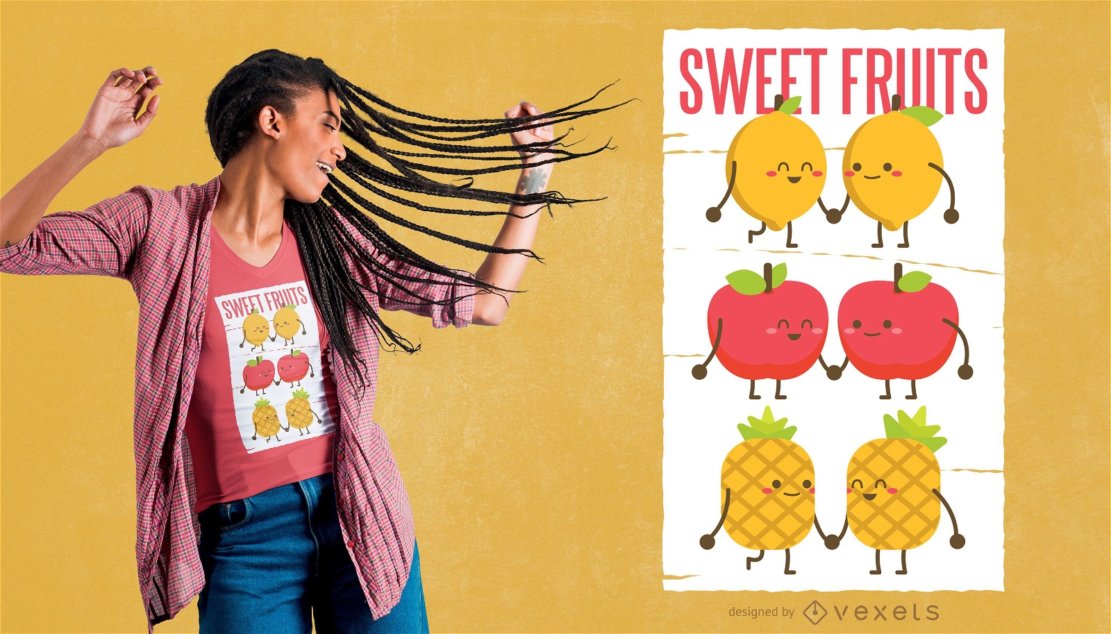 Diseño de camiseta de frutas dulces.