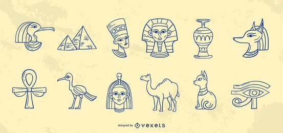 Colección de trazos de elementos de egipto