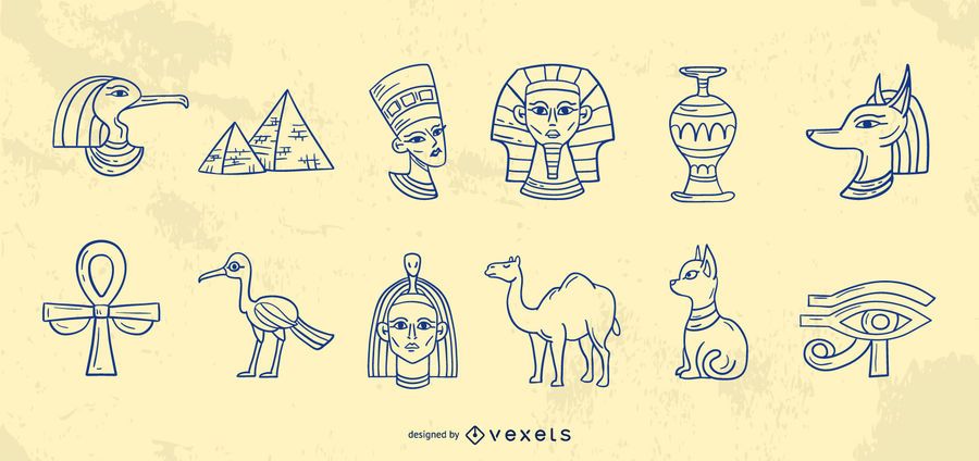Colección de trazos de elementos de Egipto Colección de trazos de elementos de Egipto