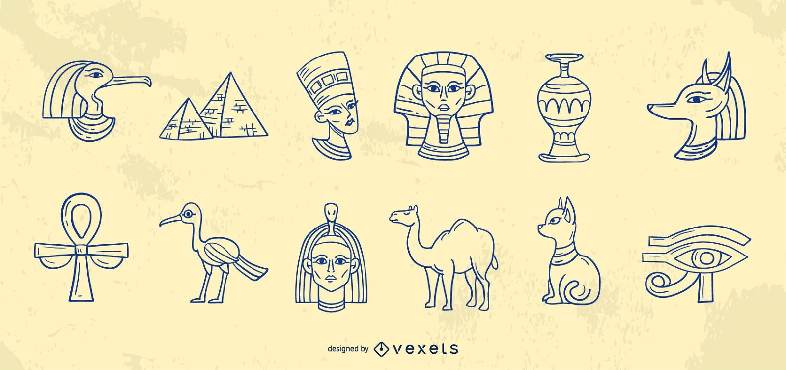 Ägypten Elemente Strichsammlung