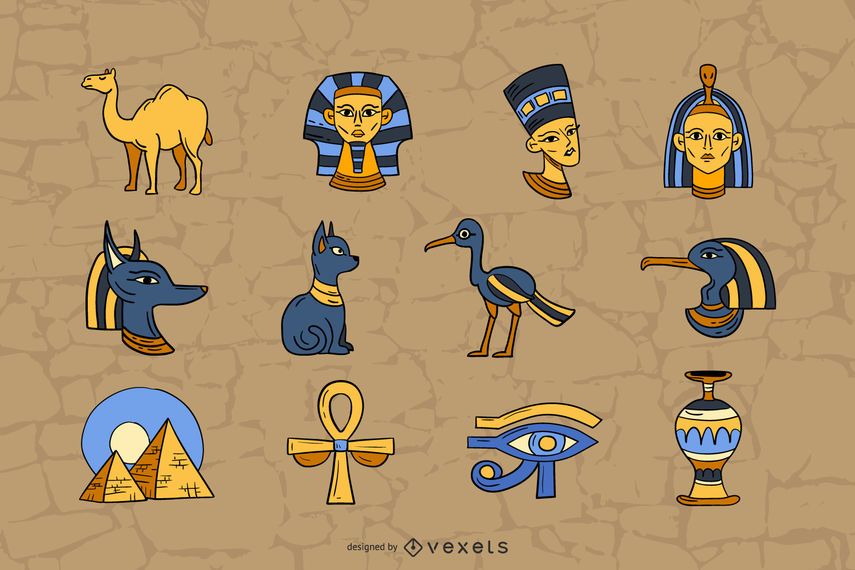 Colección de ilustración de elementos de Egipto Colección de ilustración de elementos de Egipto