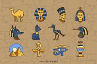 Descarga Vector De Colección De Ilustraciones De Elementos De Egipto