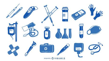 Hospital elements blue collection Hospital elements blue collection