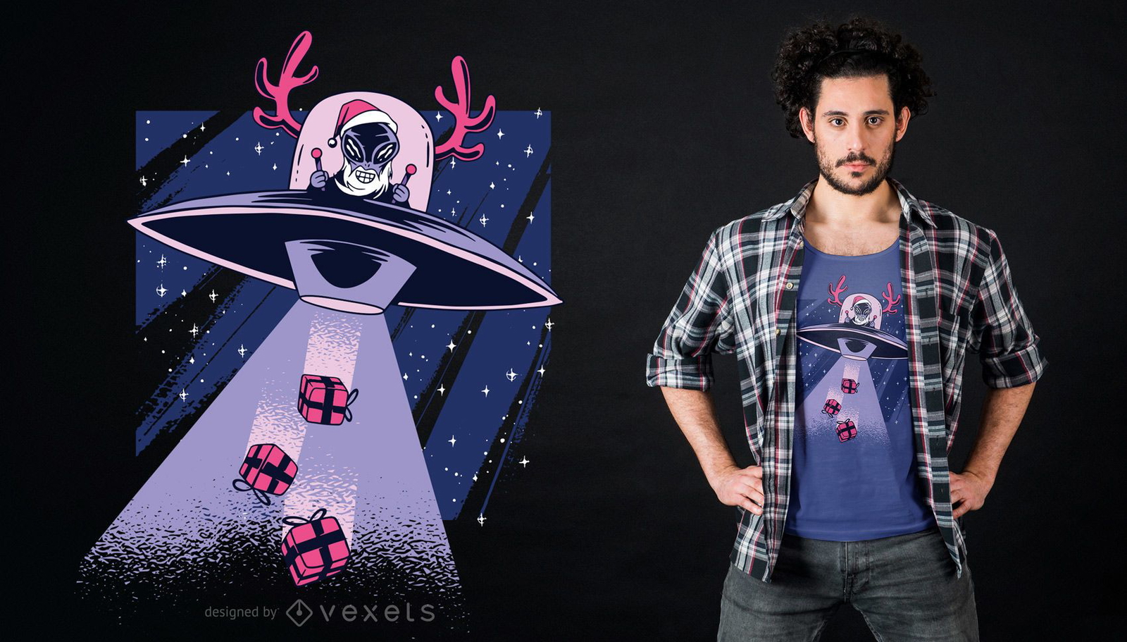 Design de t-shirt do Papai Noel alien?gena