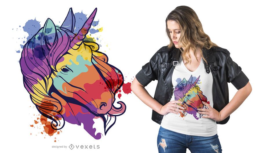Diseño colorido de camiseta de unicornio Diseño colorido de camiseta de unicornio