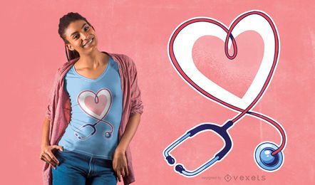Stethoscope Heart T-shirt Design Stethoscope Heart T-shirt Design