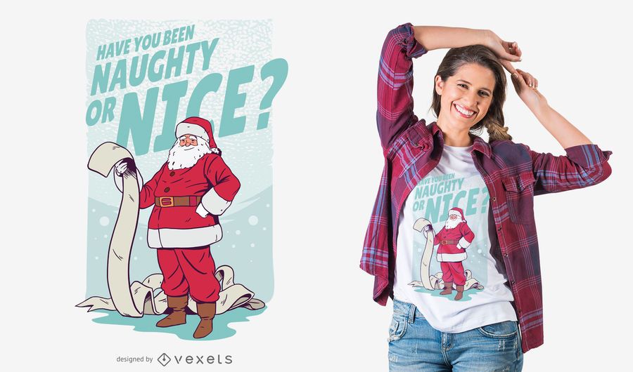 Diseño de camiseta de Santa Naughty Nice List Diseño de camiseta de Santa Naughty Nice List