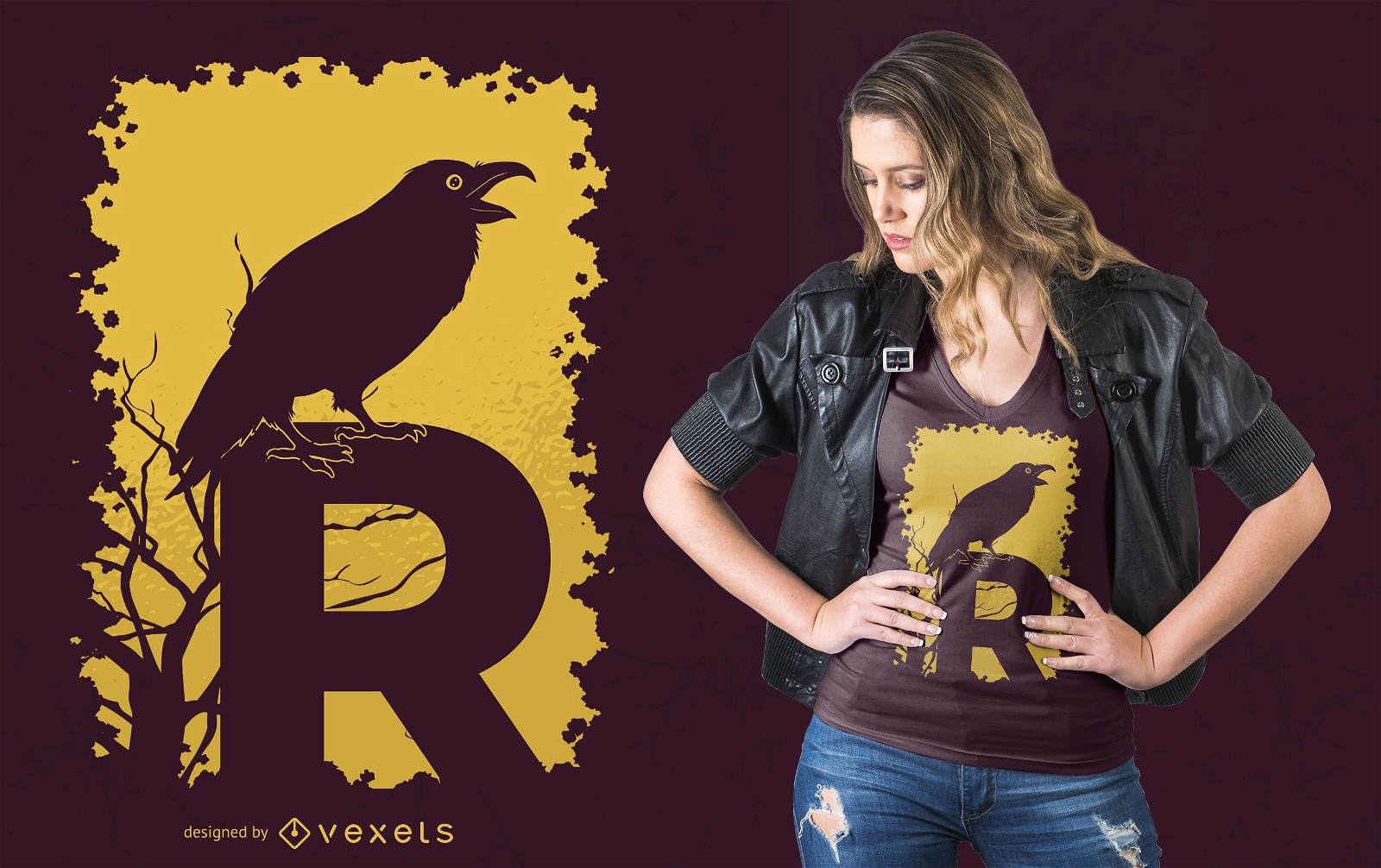 Design de camiseta Raven Letter R