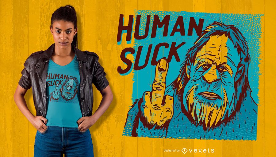 Bigfoot Human Suck T-shirt Design Bigfoot Human Suck T-shirt Design