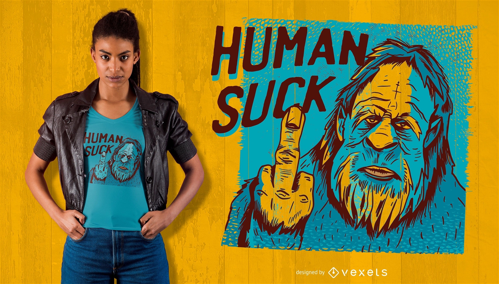 Design de camiseta Bigfoot Human Suck