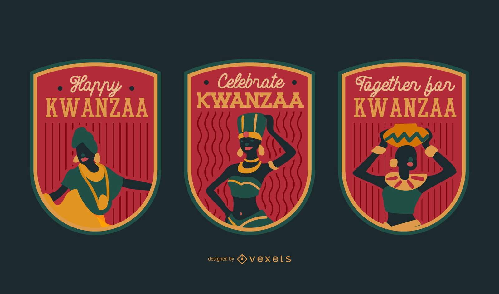 Kwanzaa badges editable set