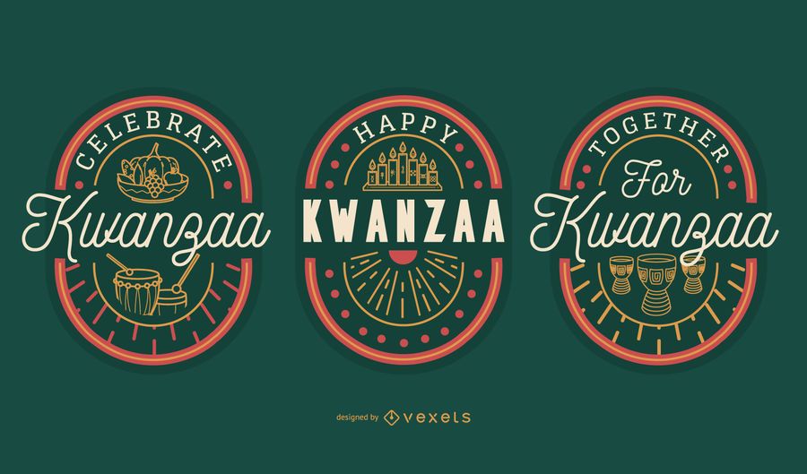 Insignias editables de Kwanzaa Insignias editables de Kwanzaa