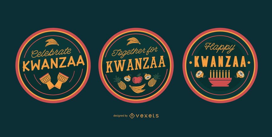 Felices insignias editables de kwanzaa Felices insignias editables de kwanzaa