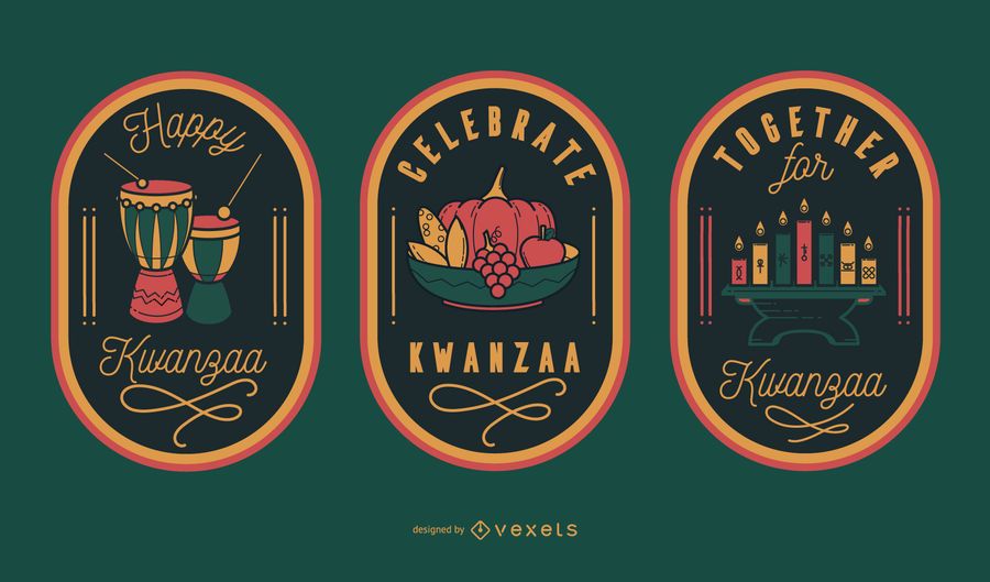 Celebra las insignias editables de Kwanzaa Celebra las insignias editables de Kwanzaa