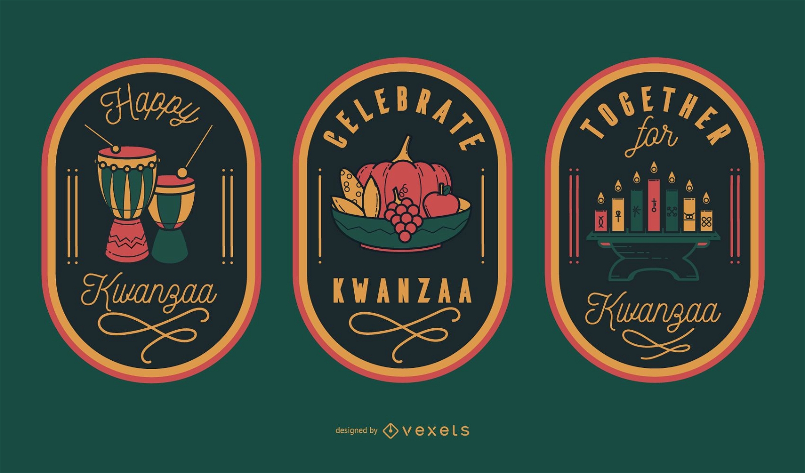 Celebrate kwanzaa editable badges