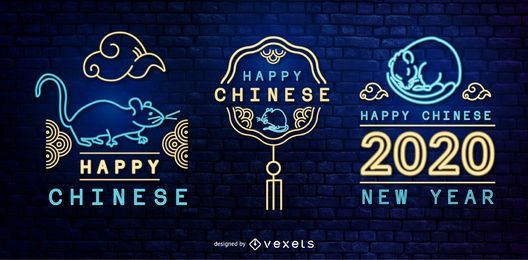Chinese New Year Neon Banner Set