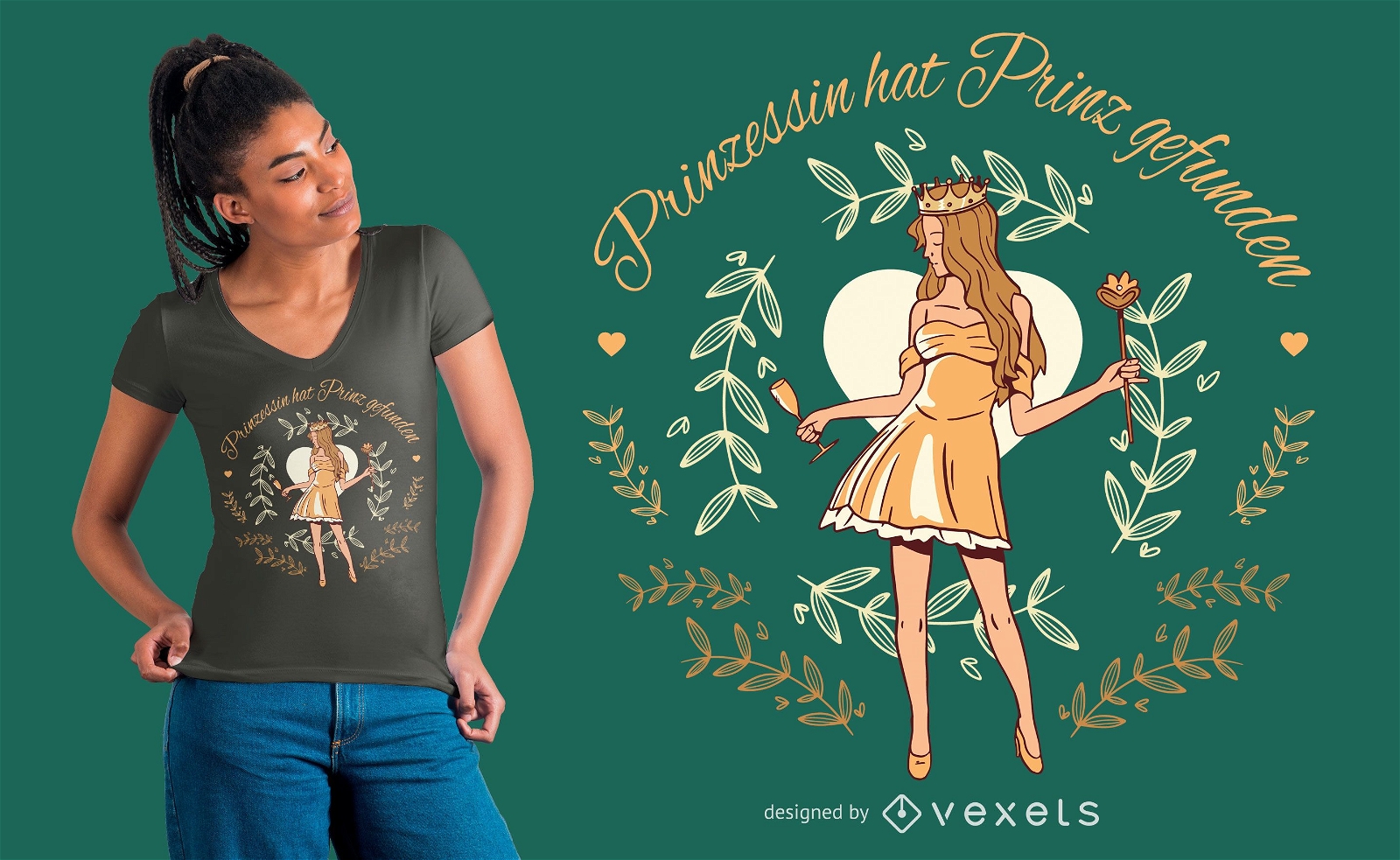 Design de camisetas com citação da princesa German