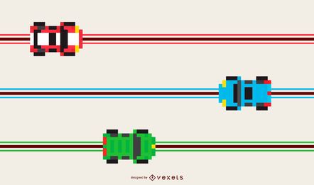 Design de carros de pista de corrida de brinquedo pixel Design de carros de pista de corrida de brinquedo pixel