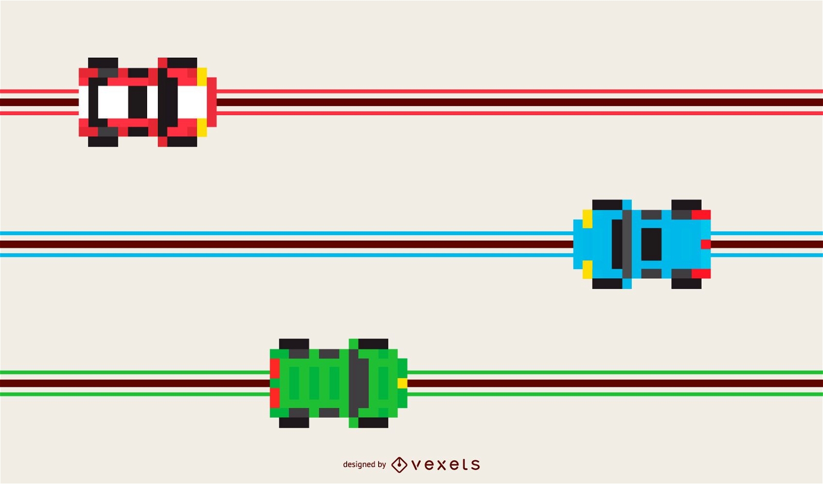 Pixel Toy Race Track Cars Design