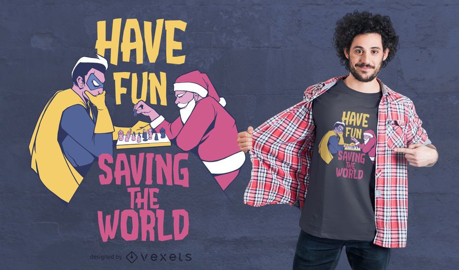 Santa hero chess t-shirt design Santa hero chess t-shirt design
