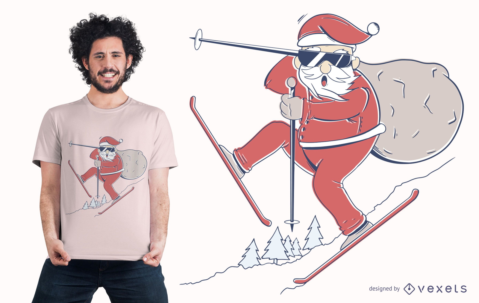 Santa Ski T-Shirt Design