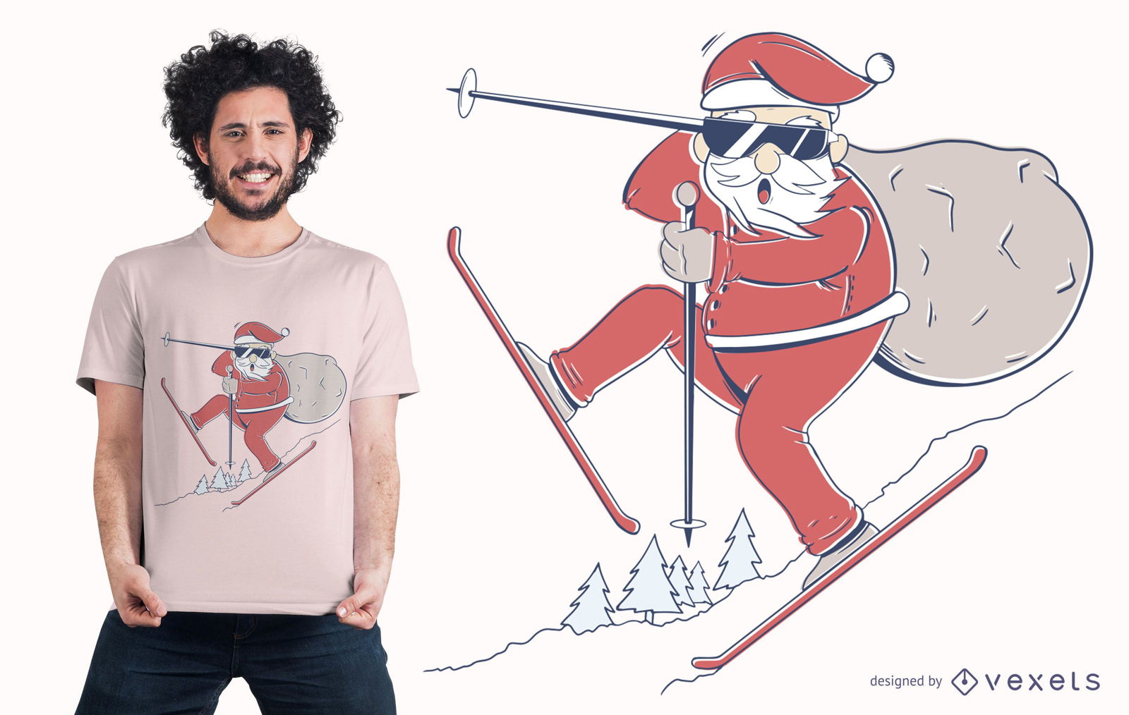 Santa ski t-shirt design