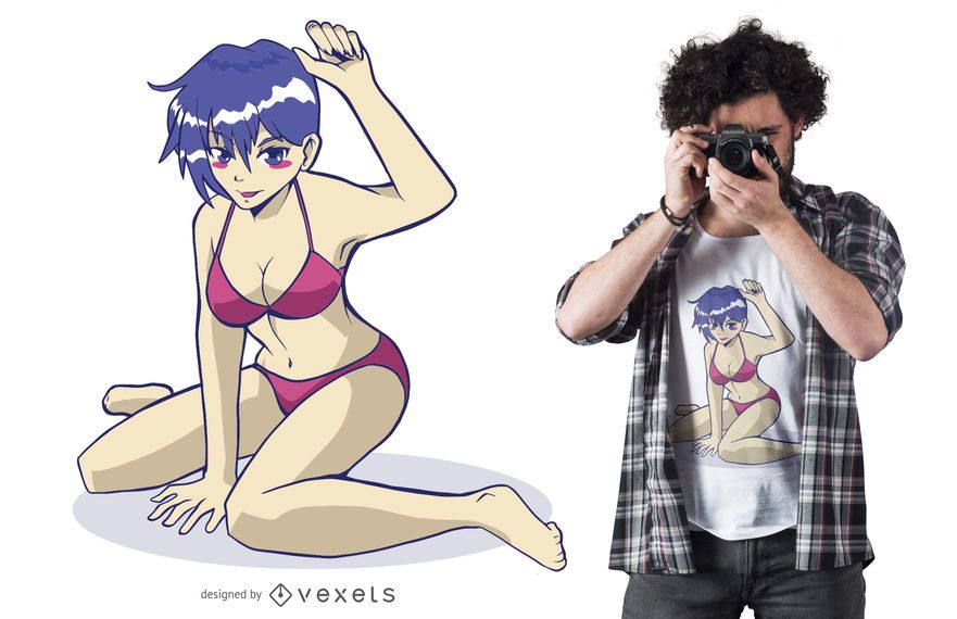 Anime girl bikini t-shirt design Anime girl bikini t-shirt design