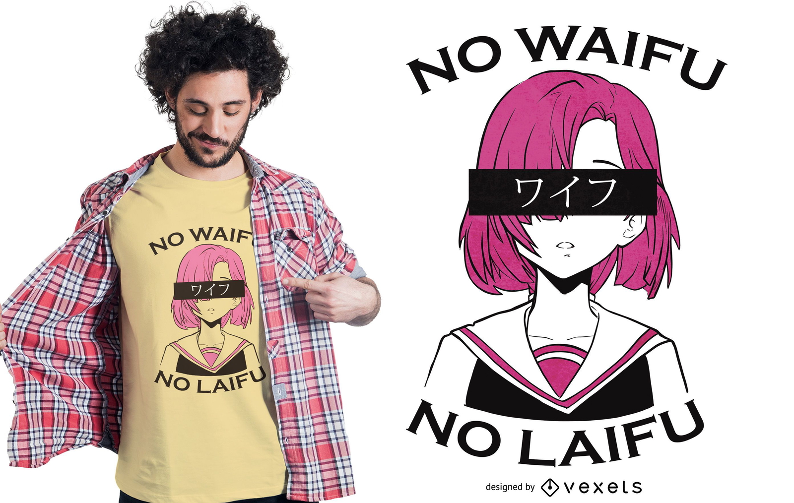 No Hay Diseño De Camiseta Waifu - Descargar Vector