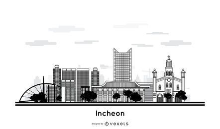 Projeto do horizonte da cidade de Incheon
