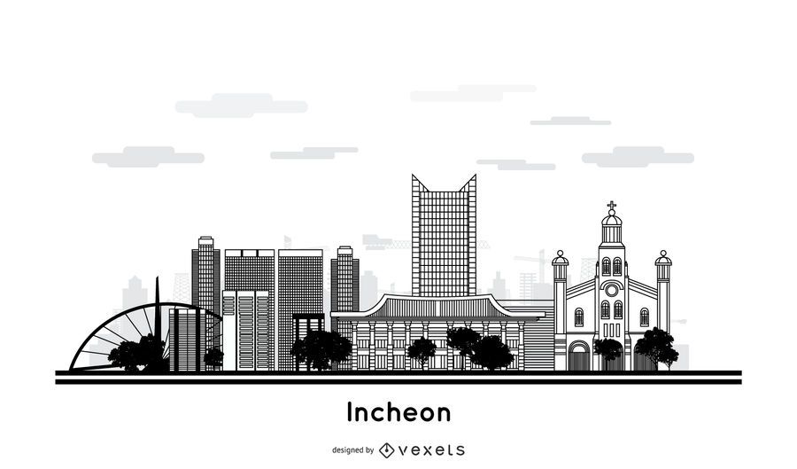 Incheon city skyline design Incheon city skyline design
